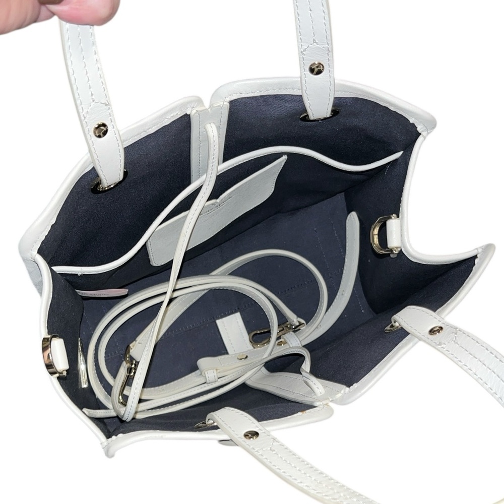 Kate Spade Sam Medium Canvas Plunge Satchel in Denim & White - Picture 8 of 13